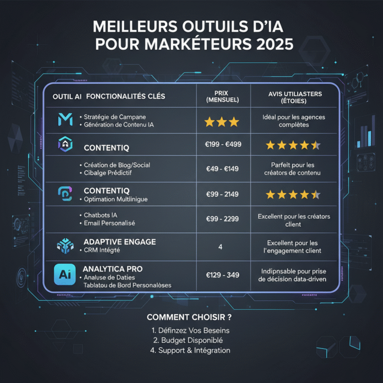 Meilleurs Outils IA Pour Marketeurs En 2025 : Comparatif